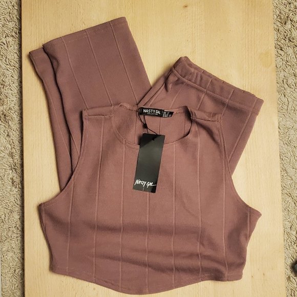 Nasty Gal Ribbed Crop and High-Waisted Midi Skirt Set - Size 8 - NWT - Picture 4 of 4